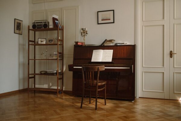 Upright piano in a home ready for a residential piano move